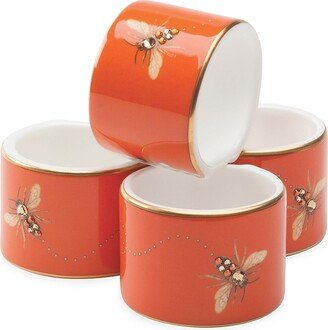 My Honeybee 4-Piece Bone China Napkin Ring Set