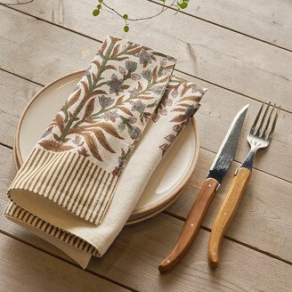 Sprig + Stripe Cotton Napkins, Set of 4