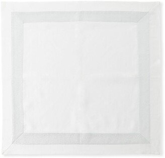 Nomi K Silver Shimmer White New Border Napkin