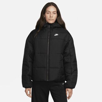 Women's Sportswear Classic Puffer Therma-FIT Loose Hooded Jacket in Black