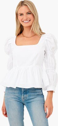 Hyacinth House White Clemons Long Sleeve Puff Blouse