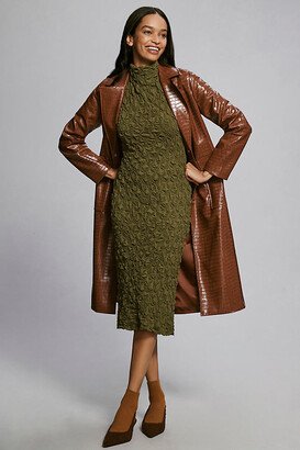 Short-Sleeve Scrunch-Textured Midi Dress