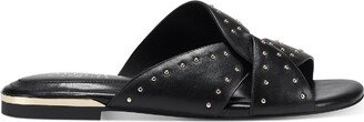 Womens Leather Studded Flip-Flops