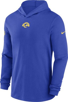 Los Angeles Rams Sideline Men’s Men's Dri-FIT NFL Long-Sleeve Hooded Top in Blue