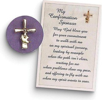 Curata Confirmation Sponsor Gold-Plated Cross Lapel Pin with Message Card