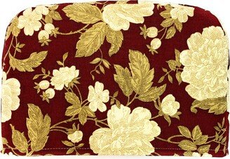 2 Slice Slot - Red Cream Flowers Taupe Tan Leaves Reversible Toaster Kitchen Appliance Dust Cover Cozy She Who Sews 698 in The Usa