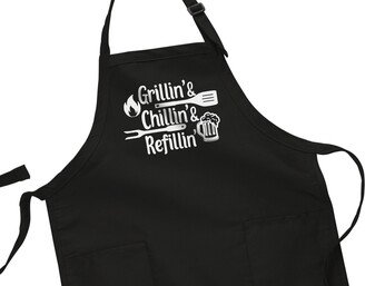 Grillin Chillin Refillin | Dad's Birthday Present Gift Apron For Father Grill From Kids Father's Day Dad