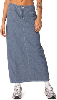 EDIKTED Railroad Denim Maxi Skirt