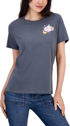 Juniors' Floral-Motif Graphic T-Shirt