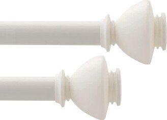 Deco Window 2 Pcs Extendable Curtain Rods Adjustable Iron Drapery Pole with Stacked Round Finials for Door & Windows