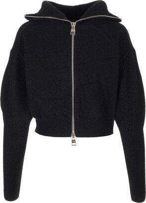 Zip-Up Turtleneck Knitted Jumper