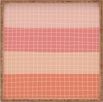 Hello Twiggs Peachy Stripes 12 x 12 Medium Square Bamboo Tray