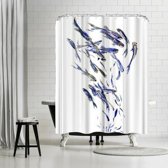 71 x 74 Shower Curtain, Danio Fish Fish Group 1 by Suren Nersisyan