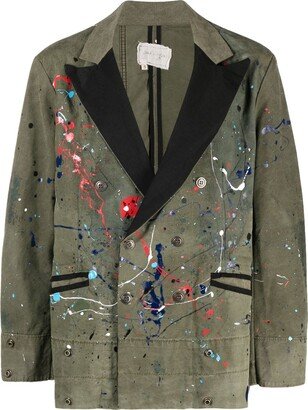 Paint-Splatter Double-Breasted Blazer