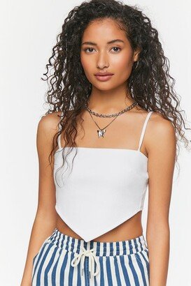 Women's Ribbed Handkerchief Cropped Cami in White, XL