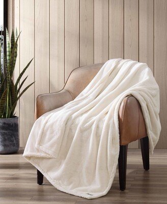 Solid Natural Faux Fur Reversible Throw, 60 X 50