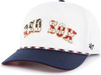 Men's White Boston Red Sox Flag Script Hitch Snapback Hat