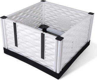 EZwhelp EZclassic 28 x 28 Modular Puppy Dog Whelping Box Playpen with Safety Rails, Washable Pee Pad, and Liner for Small Dogs, Gray Pawprint Pad