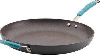 Hard-Anodized Nonstick Skillet with Helper Handle - Gray with Agave Blue