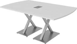 Skutchi Designs, Inc. 6 Person Arc Rectangle Meeting Room Table X Bases w/Electric Unit