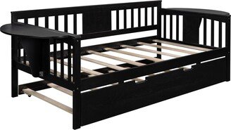 Wood Twin Size Daybed with Trundle Bed