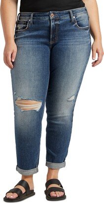 Plus Size Destructed Boyfriend Jeans