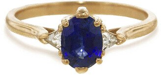 ANNA SHEFFIELD Blue Sapphire Bea Oval Yellow Gold Ring