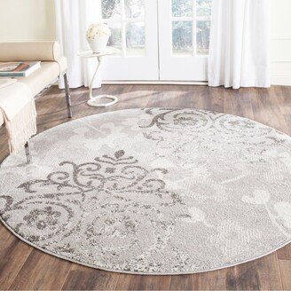 Adirondack Silver and Ivory 7' x 7' Round Area Rug