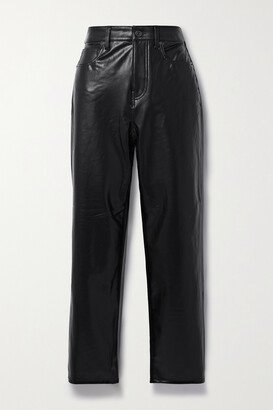 Joey Cropped Vegan Leather Straight-leg Pants - Black