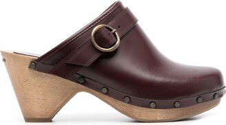 Buckle-Detail Platform Sole Clogs