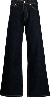 Mid-Rise Cotton Wide-Leg Jeans