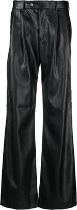 Faux-Leather Flared Trousers-AA