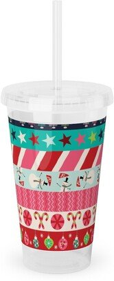 Travel Mugs: Washi Christmas Acrylic Tumbler With Straw, 16Oz, Multicolor