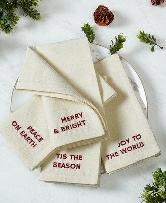 Joyful Sentiment Embroidered Napkins, Set of 4, 17 x 17