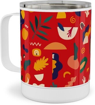 Travel Mugs: Seamless Pattern - Red Stainless Steel Mug, 10Oz, Red