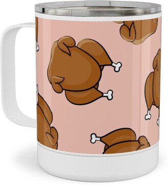 Travel Mugs: Thanksgiving Day Turkey Toss Stainless Steel Mug, 10Oz, Pink