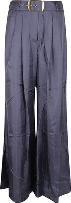 Belted Waist Flared Trousers