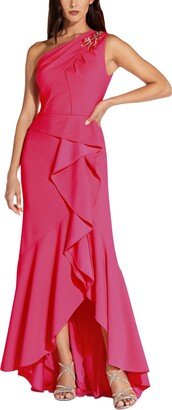 Petite One-Shoulder Ruffled Gown