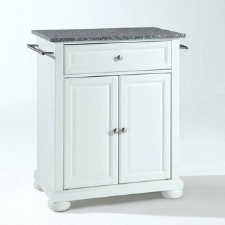 Alexandria Granite Top Portable Kitchen Island/Cart White/Gray