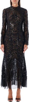 Paisley Detailed Embellished Midi Dress