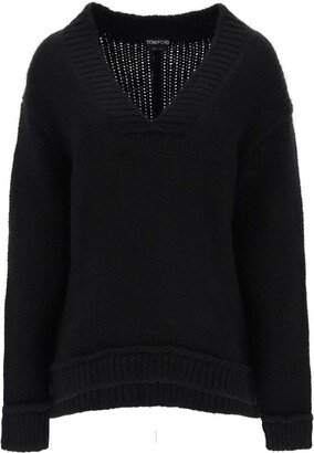 V-neck Sweater In Alpaca Wool-AA