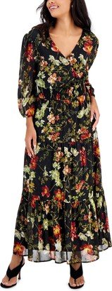 Petite V-Neck Smocked-Waist Tiered Maxi Dress