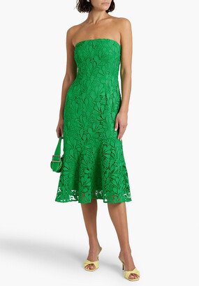 Strapless guipure lace midi dress