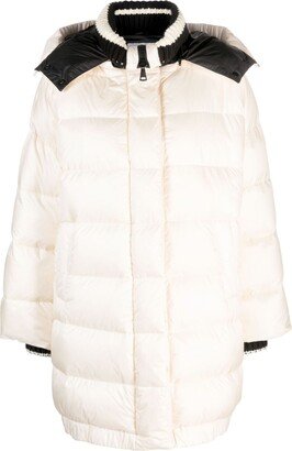 ERMANNO FIRENZE Knitted-Collar Quilted Oversized Coat