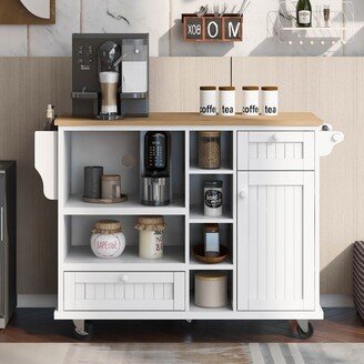 No Kitchen Island Cart with Storage Cabinet