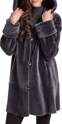 Reversible Hooded Shearling Coat-AC