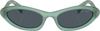 Logo-Plaque Oval-Frame Sunglasses