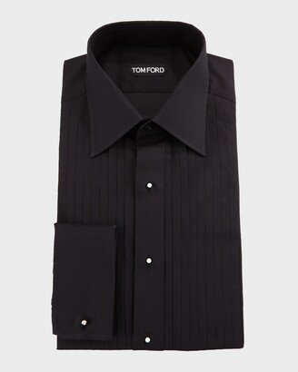 Men's Pleated-Bib Formal Tuxedo Shirt