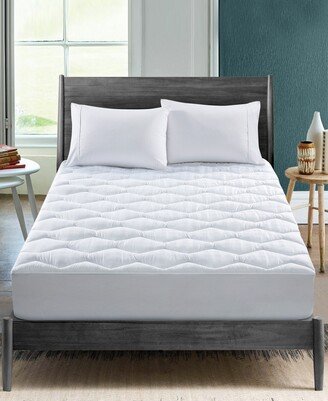 Breathable Cotton Honeycomb Quilted Fitted Mattress Pad, Twin