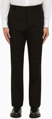 Black wool slim trousers-AA